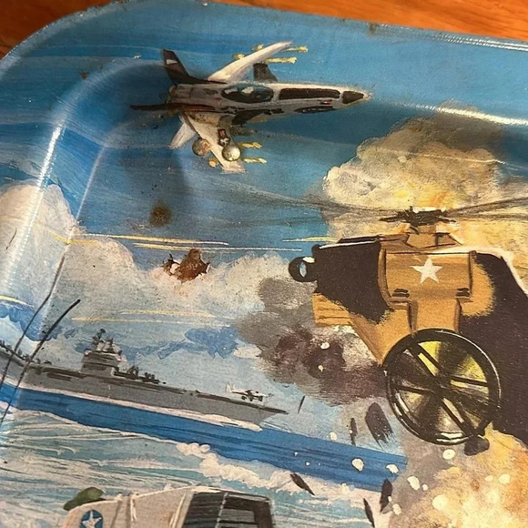 VINTAGE 1987 G.I. JOE Hasbro folding dinner/lunch metal tray •RARE• - Picture 7 of 13